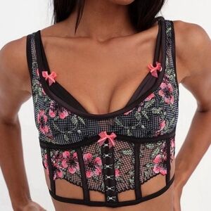 New!For Love and Lemons Penelope Semi Sheer Floral Lace Bustier:Size M